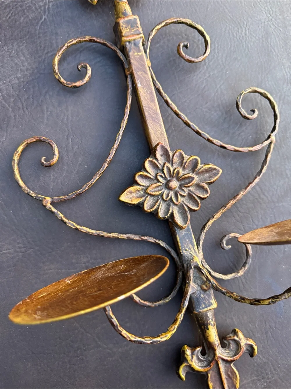 Gold Ornate Metal Wall Candle Sconce gothic
